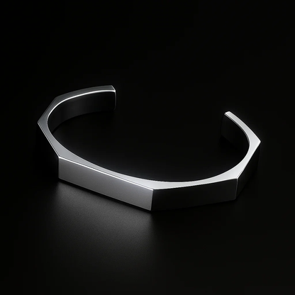 Mens Stainless Steel Octagon Cuff Bracelet